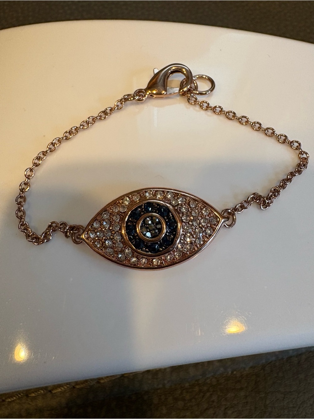 Beautiful Rose Gold Tone Evil Eye Crystal Bracelet